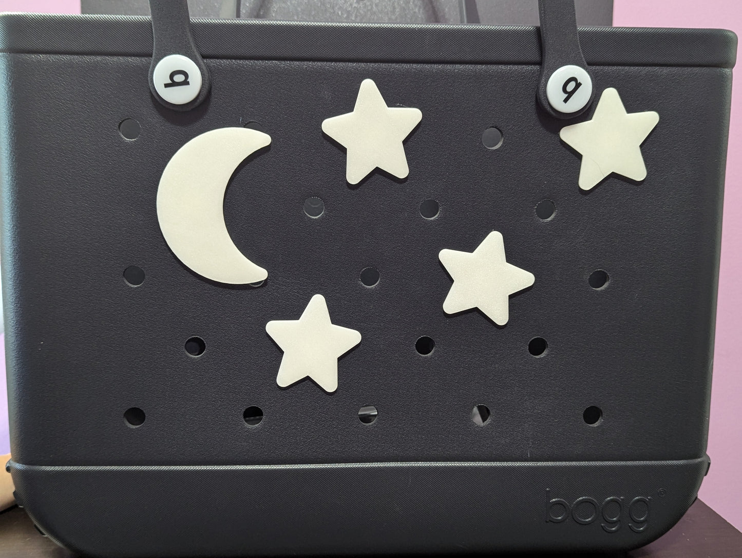 Moon and stars glow in the dark Bogg bag charms