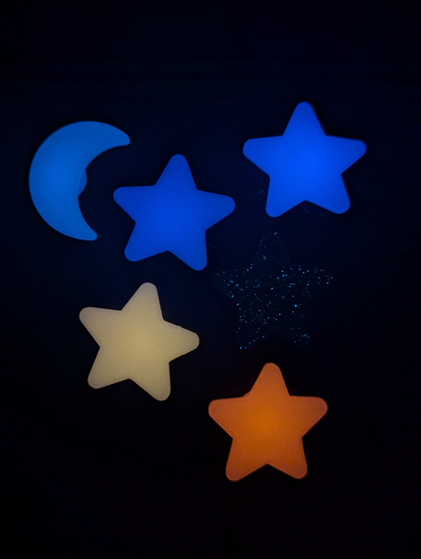 Moon and stars glow in the dark croc jibbitz