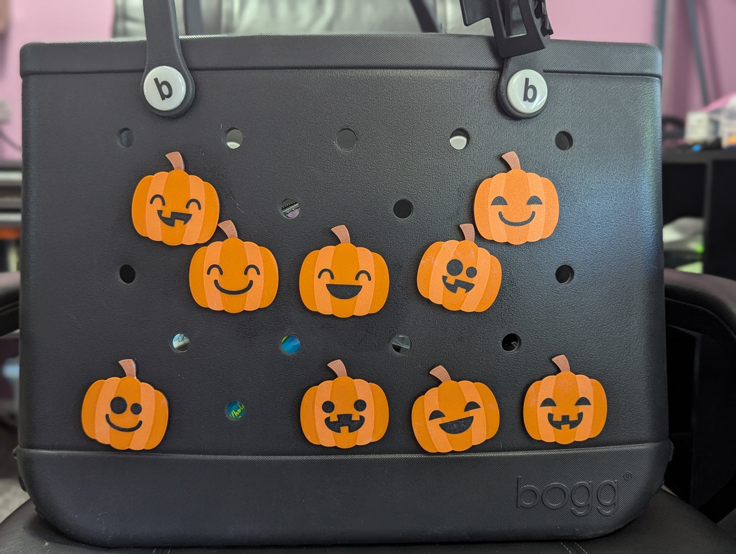 Jack-O'-Lantern themed Bogg Bag Charms