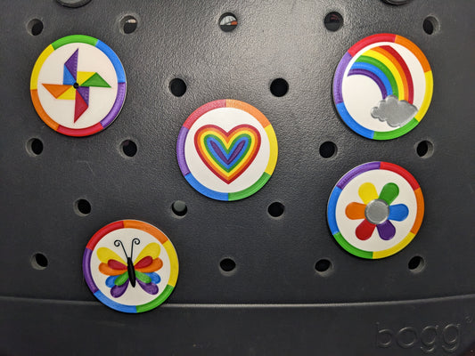 Rainbow themed Bogg bag charms